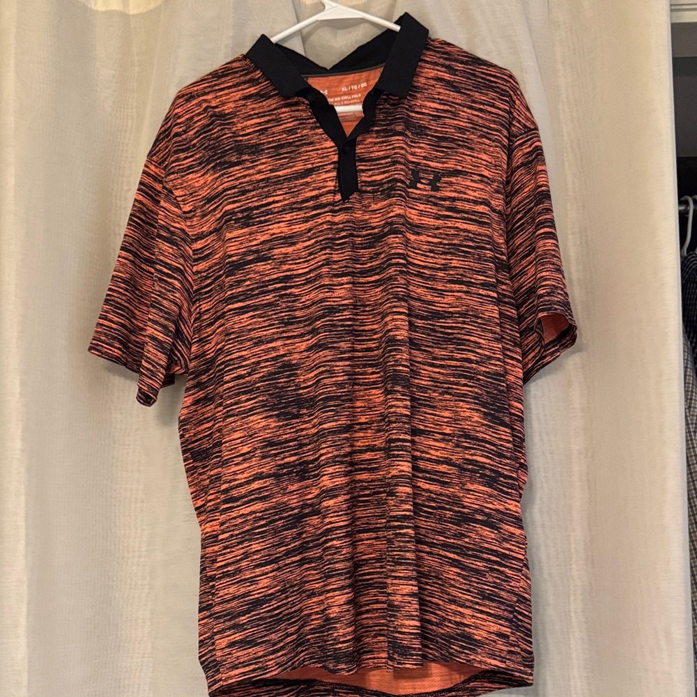 Under Armour Men's Black and Orange Polo Shirt. ISO Chill